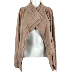 Marrakech Jacket Women Sz XS Taupe Brown Suede Stretch Full Zip Lightweight Moto